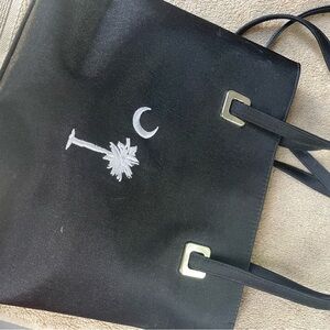 Black Shoulder Bag with Palm Tree Design